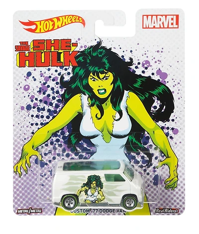 Hot Wheels - Pop Culture - Marvel - The Savage She-Hulk - Véhicule Camionnette Dodge Custom 1977