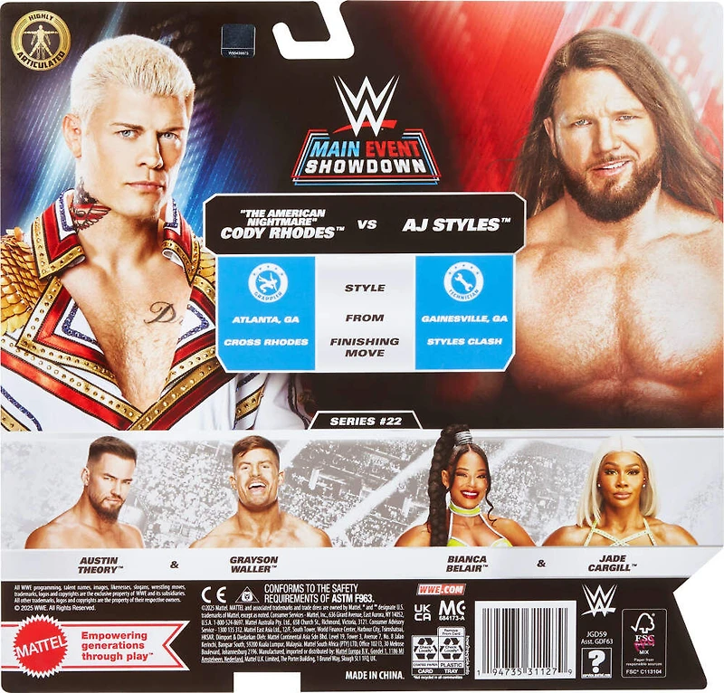 WWE-Coffret Main Event Showdown-Figurines Cody Rhodes vs. AJ Styles