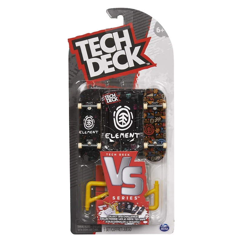 Tech Deck, Element Versus Series, Coffret de 2 fingerboards à collectionner et obstacle