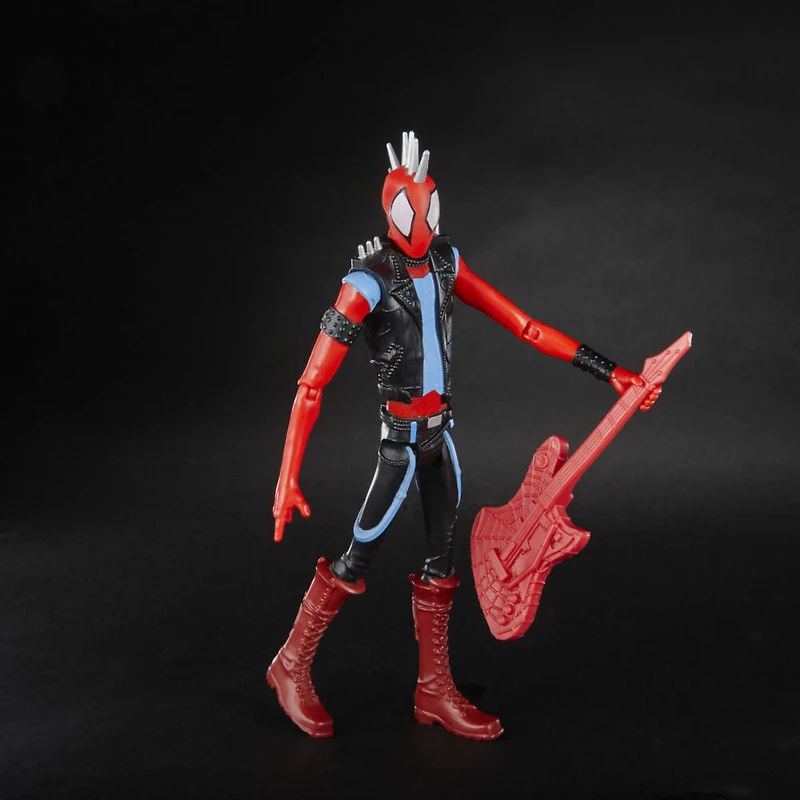 Marvel Spider-Man : Across the Spider-Verse, figurine Spider-Punk de 15 cm avec accessoire, jouet Marvel pour enfants à partir de 4 ans