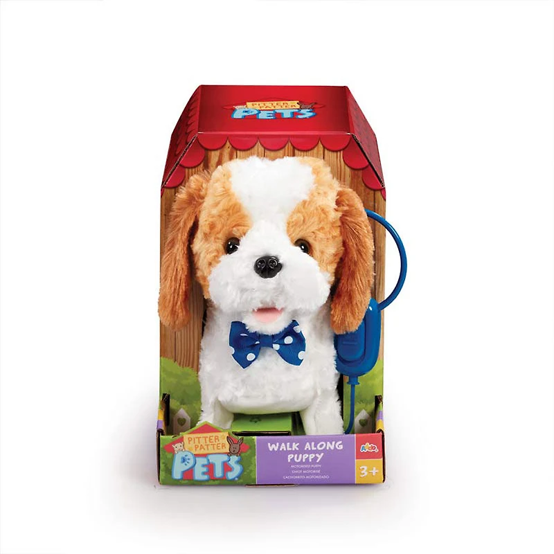 Pitter Patter Pets - Coffret Walk Along Puppy - Brun/Blanc - Notre exclusivité