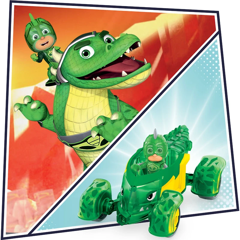 Pyjamasques Animal Power, Reptilo-Mobile, véhicule et figurine articulée Gluglu - Édition anglaise