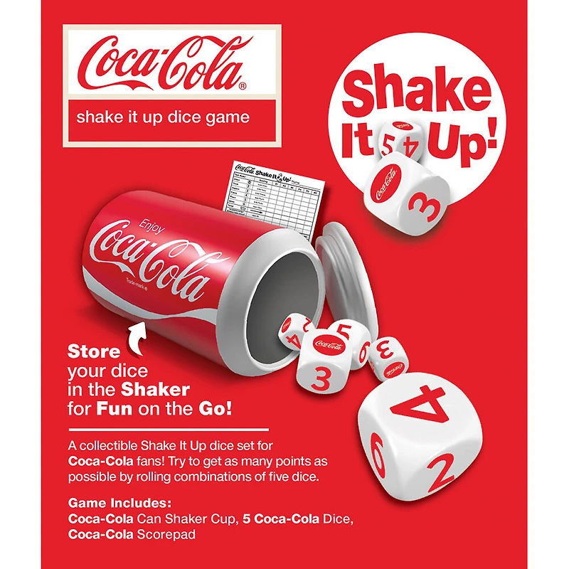Masterpieces Puzzle Company Coca-Cola Shake it Up! jeu de plateau de Travel Dice - Édition anglaise