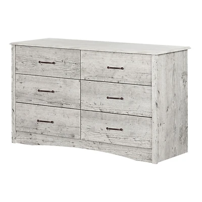 Meubles South Shore, Commode avec 6 tiroirs - Pin bord de mer