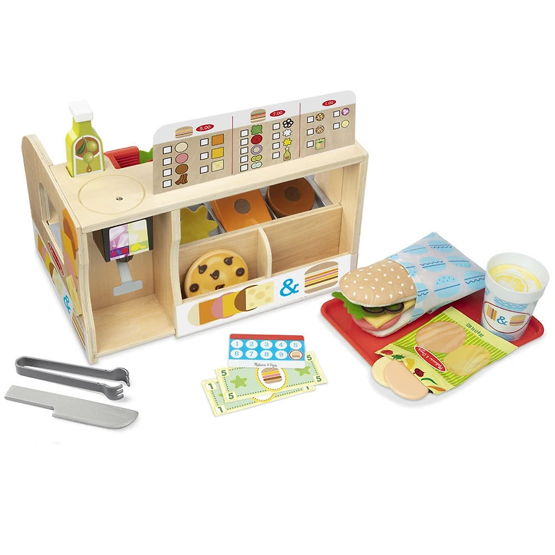 Melissa & Doug Comptoir sandwich et trancheur de bois avec trancheuse de charcuterie - Édition anglaise