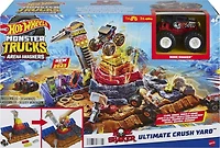Hot Wheels- Monster Trucks - Arena Smashers- Coffret de Jeu- PARC À DESTRUCTION SUPRÊME Bone Shaker