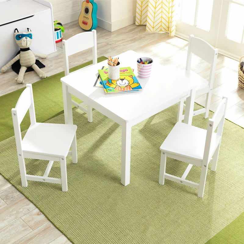 Ensemble Table et 4 chaises Farmhouse - Blanc