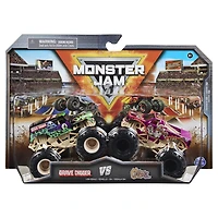 Monster Jam, Monster trucks Grave Digger Vs. Calavera officiels, véhicules en métal moulé à collectionner, échelle 1:64, jouets pour garçons à partir de 3 ans