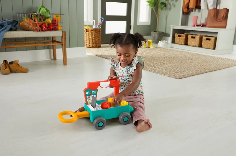 Fisher-Price-Mon Tracteur de la Ferme 4 en 1 Rires et Éveil avec Remorque à tirer-Jouet d'éveil Version Multilangues