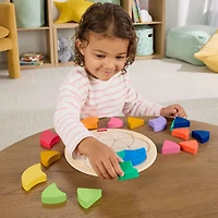 Casse-tête en bois de la roue des couleurs de Fisher-Price, jeu de tri des formes pour les enfants d'âge préscolaire, 19pièces en bois