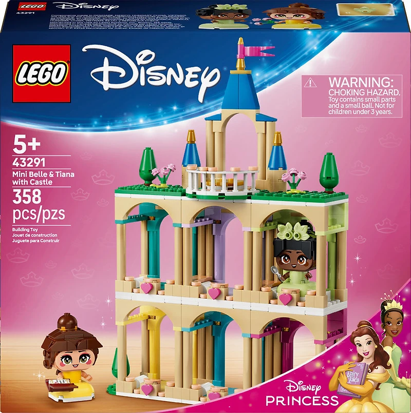 LEGO Disney Princess Mini Belle & Tiana with Castle Building Toy for Girls & Boys, Ages 5+ - 43291