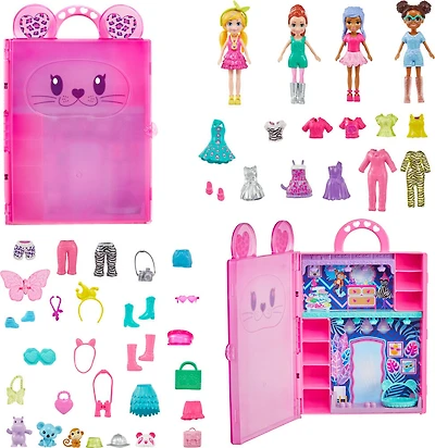 Polly Pocket- Coffret de jeu - Collection Mode Safari, 4 poupées