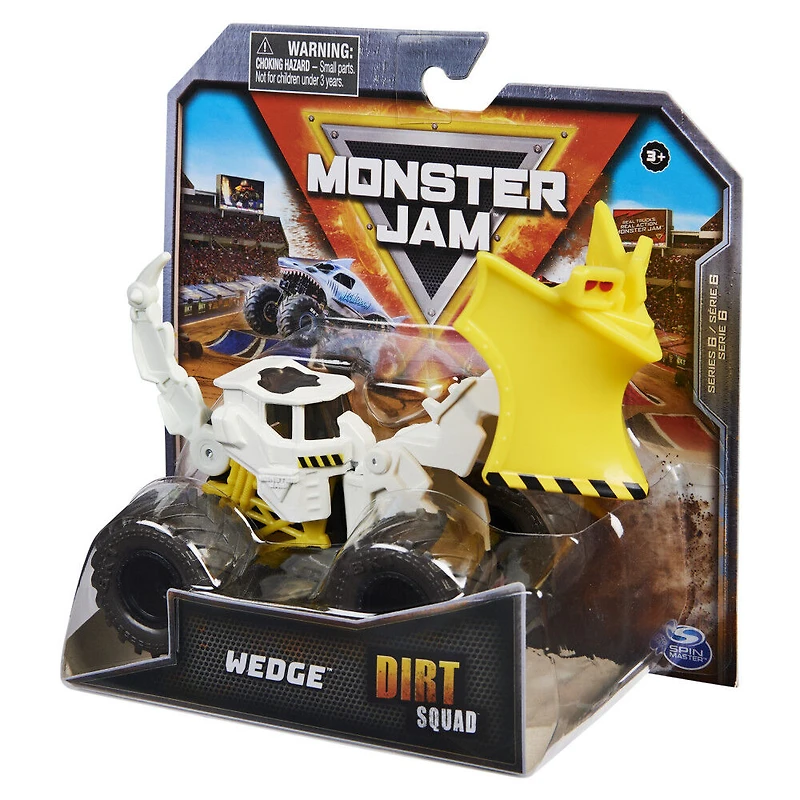 Monster Jam, Monster truck Wedge Dirt Squad officiel avec pièces mobiles, véhicule en métal moulé à l'échelle 1:64