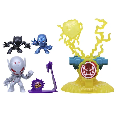 Marvel Stunt Squad Villain Knockdown, Black Panther et Iron Man contre Ultron, coffret de figurines de 3,5 cm