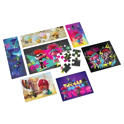Trolls World Tour Jigsaw Puzzles, 7-Pack of Wood Puzzles with Storage Box