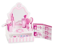 Melissa & Doug Ensemble de salon de beauté en bois avec coiffeuse et accessoires