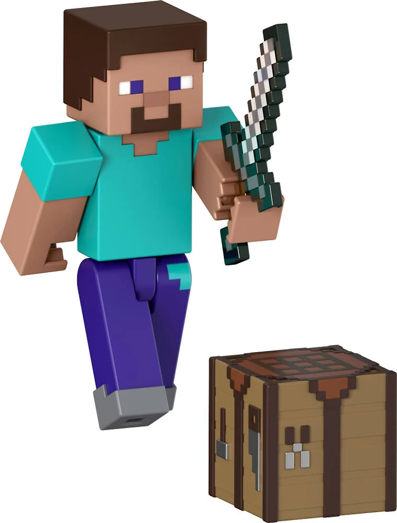 Collection de figurines et d'accessoires Minecraft, échelle de 3,25 pouces et design pixelisé (les personnages peuvent varier)