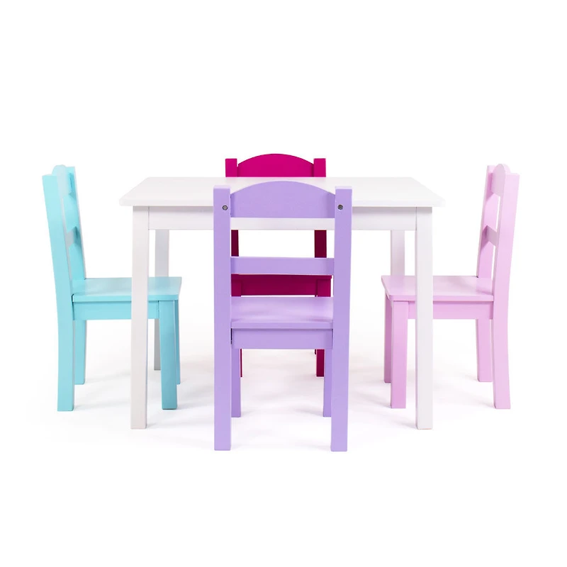 Kids Wood Table and 4 Chairs White/Pinks