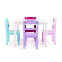 Kids Wood Table and 4 Chairs White/Pinks