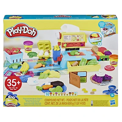 Play-Doh Supermarket Spree Playset with Toy Cash Register, 37 Pieces, and 10 Cans