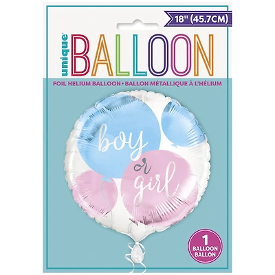 Ballon aluminium rond, 18 " - Gender Reveal - Édition anglaise