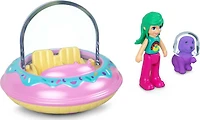 Polly Pocket Micro-poupée, vaisseau spatial en métal, mini-chiot