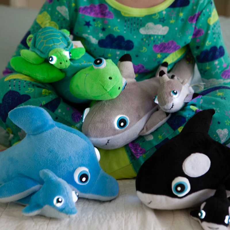 NightBuddies and BabyBuddies Set of 15" and 5" Plush Orca Black Light-Up Eyes