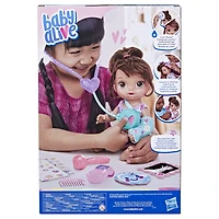 Baby Alive, Bella va mieux, coffret de poupée (cheveux bruns) pour jouer au docteur