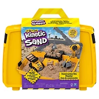 Kinetic Sand, Coffret bac à sable pliable Chantier avec véhicule et 907 g de Kinetic Sand