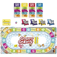 Grocery Go Karts Board Game for Preschoolers and Kids, Building Game with Mini Groceries
