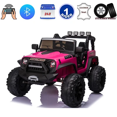 KidsVip 24V EVA Big Wheels Edition Kids Ride On Truck avec RC - Rose - Édition anglaise
