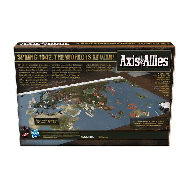 Avalon Hill Axis and Allies 1942 Second Edition WWII Strategy Board Game, 2-5 Players - English Edition