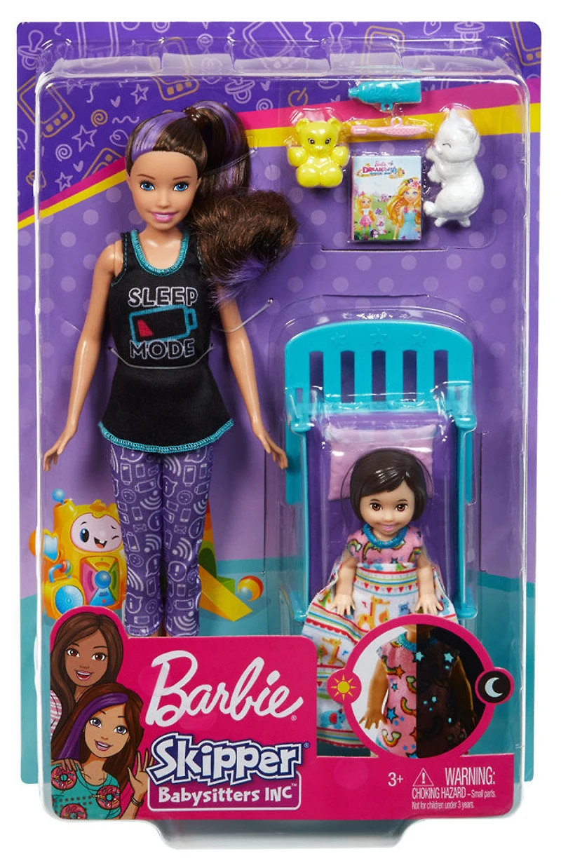 Coffret de jeu Heure du coucher Skipper Babysitters Inc. Barbie avec poupée Skipper, poupée Tout-petit et plus encore