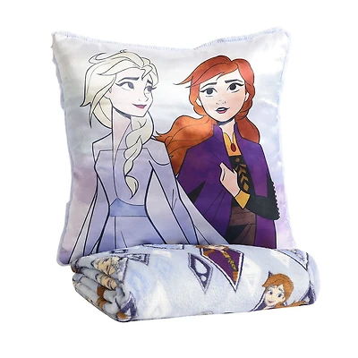 Ensemble de jeté et coussin 2 pièces de la Reine des neiges de Disney