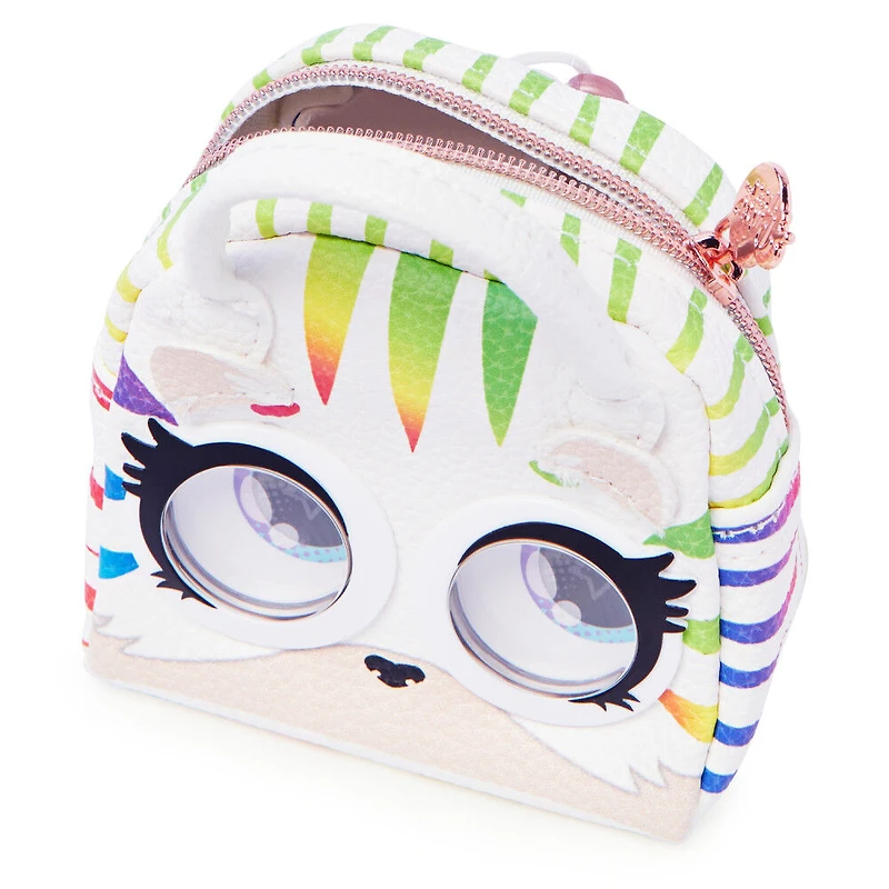 Purse Pets Micros, Roarin' Rainbow Tiger Stylish Small Purse with Eye Roll Feature