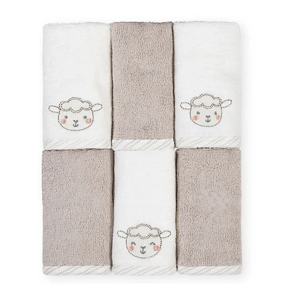 Koala Baby - Débarbouillettes pour bébé en paquet de 6 - Agneau gris et blanc