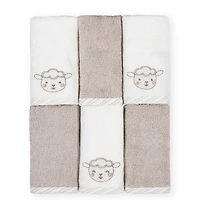Koala Baby - Débarbouillettes pour bébé en paquet de 6 - Agneau gris et blanc