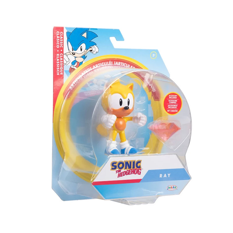 Figurine Sonic 4" - Ray Classique avec Émeraude de chaos rouge