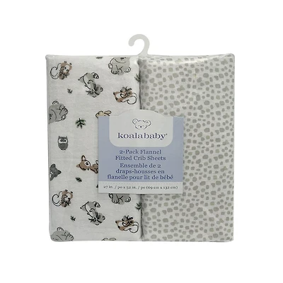Koala Baby 2 Pack Flannel Sheet Woodland/Dots
