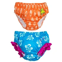 Assortiment d'imprimés réutilisables pour couches de natation, hibiscus et planche de surf Swim School