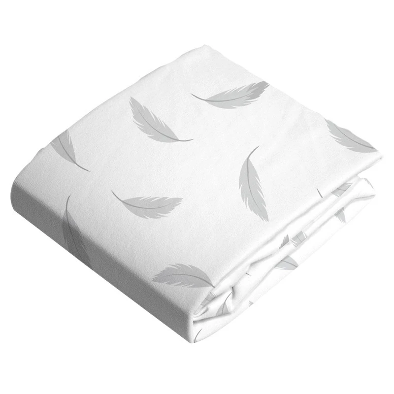 Kushies Drap Contour pour Lit de Bébé Coton Flanelle Plumes Grises