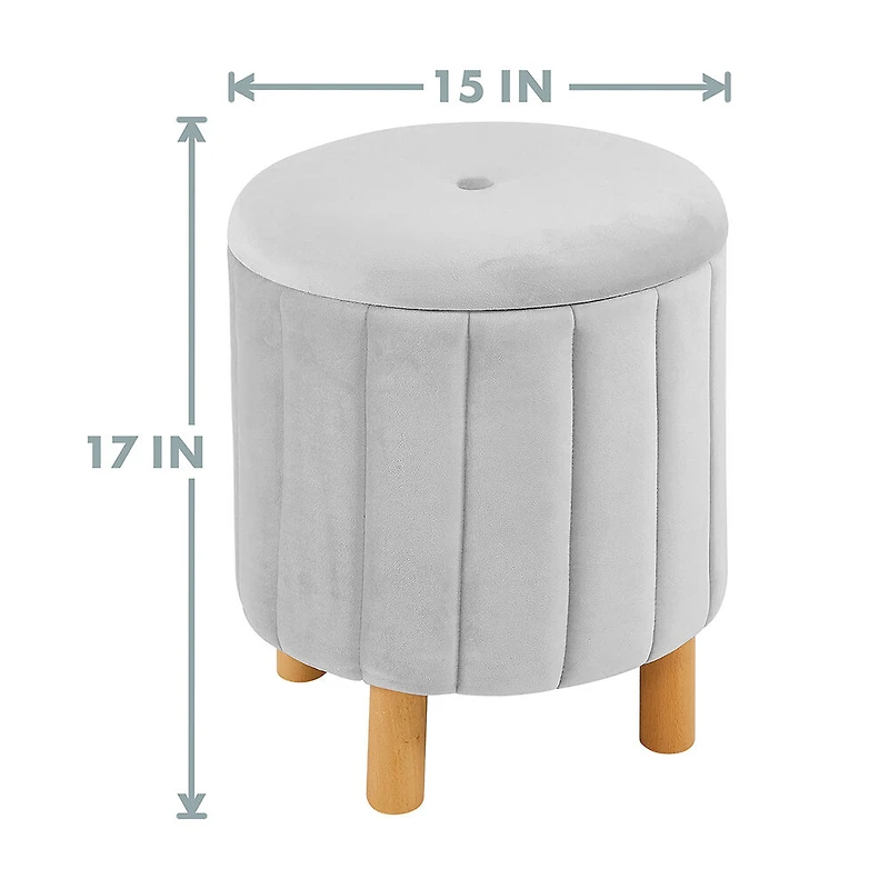 Kvell Pouf De Rangement Rond 15" Gris