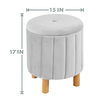 Kvell Pouf De Rangement Rond 15" Gris