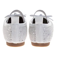 Ballerines blanches pailletées pour petites filles, taille
