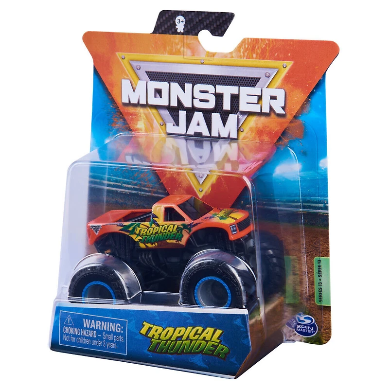 Monster Jam, Monster truck Tropical Thunder officiel, véhicule en métal moulé, série Forces of Nature, échelle 1:64