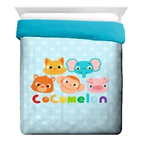 CoComelon 'Animaux' Douillette Réversible pour Lit 1 ou 2 Places, 100% Polyester, Bleu