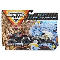 Monster Jam, Coffret de 2 monster trucks officiels en métal moulé Yeti vs. Sparkle Smash  qui changent de couleur, échelle 1:64