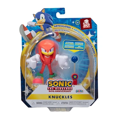 Figurine de 4 pouces Sonic - Knuckles moderne (NEON) avec Point de contrôle bleu comme accessoire
