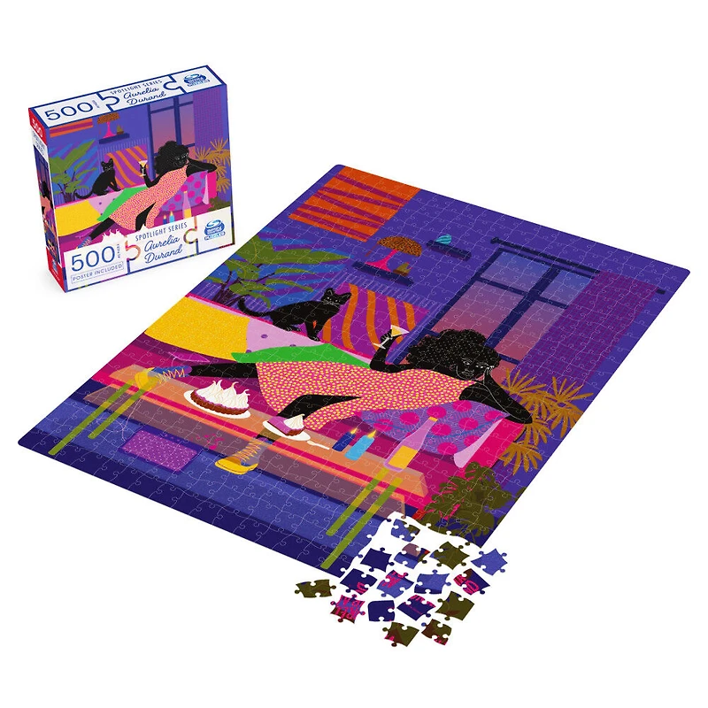 500-Piece Jigsaw Puzzle, Artist Spotlight Series Aurelia Durand, Lemon Cake, by Spin Master Puzzles - English Edition