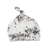 Lulujo Ensemble chapeau et couverture en bambou pour bébé nouveau-né Hello World Floral noir